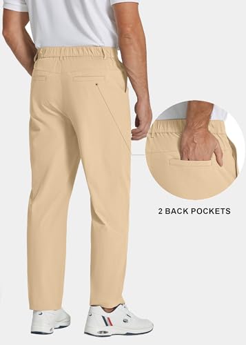 COOFANDY Men's Casual Pants Classic Fit Flat Front Pants Lightweight Elastic Waist Golf Trousers with Pockets - Image 3