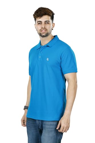 Image of KAUS & SHAN Men's Pure Cotton Regular Fit Solid Half Sleeve Casual & Semi Formal Office Wear Polo T-Shirt