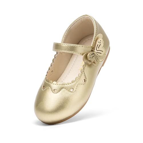 Image of PHIRAMIN Toddler Flower Girl Glitter Dress Shoes Little Girl Ballet Flats Bow Wedding Party