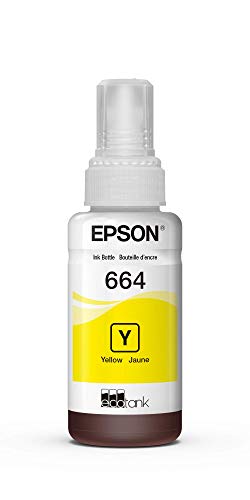 Image of Epson 664 EcoTank Ink Ultra-high Capacity Bottle Yellow (T664420-S) Works with ET-2500, 2550, 4500, 4550, 2600, 2650, 3600, 16500