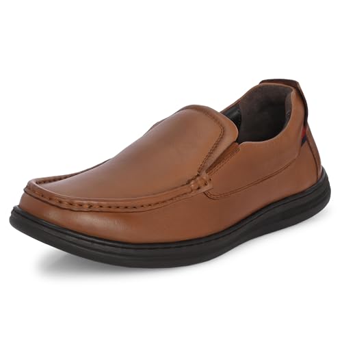 Image of Blue Leather by Centrino Genuine Leather Slip-On Men's Formal Shoe |Stylish with Soft Cushioned Insole |Trendy Non Lace-Up Design |Durable Leather with Anti-Skid Sole | Perfect for Formal Wear (3998)