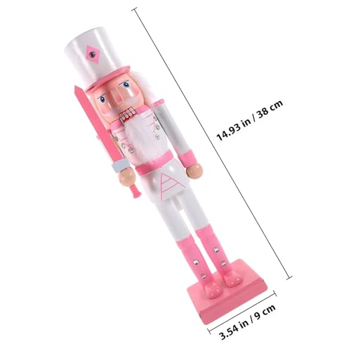 Casse-Noisette en Bois GARVALON 38 CM Rose pour Décoration de Noël