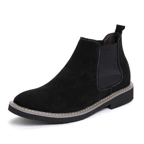 Men’s and Women’s Height Increasing Chelsea Boots - 2.36 Inches Taller, Suede Leather Slip-On Elevator Ankle Boots, Comfortable Formal and Casual Shoes