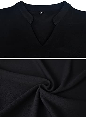 Mokayee Womens Summer Short Puff Sleeve Casual Semi-Formal Fit and Flare Church Wedding Guest Work Dresses with Pockets3