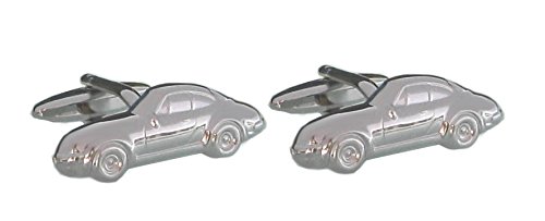 Preisvergleich Produktbild Unbekannt Manschettenknöpfe Sportwagen Luxusauto silberfarben glänzend + schwarzer Exklusivbox