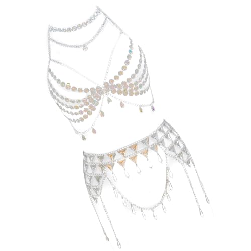Falda de cadena para cuerpo con cristales para tus looks de playa y festivales de verano