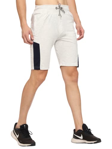 Image of MARK LOUIIS Men's Cotton Blend Shorts with 2 Zipper Pockets + 1 Back Pocket | Lightweight Breathable Casual Shorts | Elastic Waist Comfortable Fit | Multi-Color | M to 7XL
