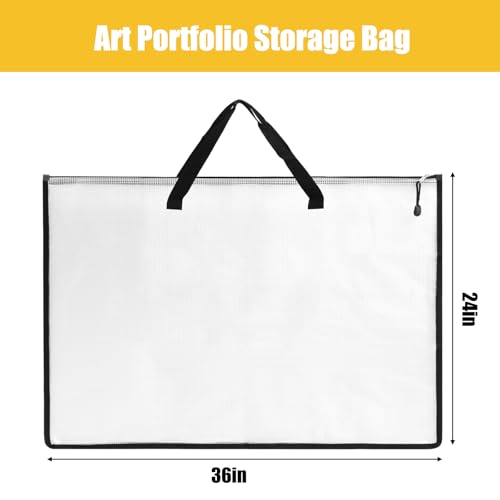 Image of EOOUT 2 Pack 24x36 Inches Art Portfolio Case, Portfolio Folder for Artwork, Posters Storage Bag with Zipper and Handle Mesh Folder Organizers for Poster, Scrapbook, Keepsake and Bulletin Board