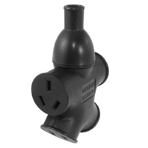 Aexit EU AU Distribution electrical 2 US Plugs 4 Ways Water Resistant Rubber Socket Outlet Black