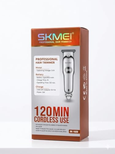 Image of SKMEI SK1020 Professional Hair Clipper For Men and Women | Corded Hair Trimmer with Quiet Operation and Dteachable Heads | Hair Styling Trimmer with LED Power Indicator (Silver)