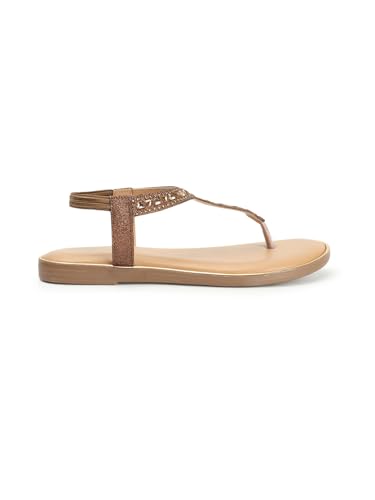 Image of Carlton London women's Adjustable Ankle Strap Embellished T-Strap Sandals
