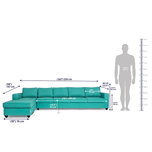 Image of Wakefit Sofa Set | 3 Year Warranty | Sofa 3 Seater, 3 Seater Sofa for Living Room, Wooden Sofa Set, 4 Seater + Left Aligned, Sofa for Living Room - Napper(Linen Charm : Linen Charm Lagoon)