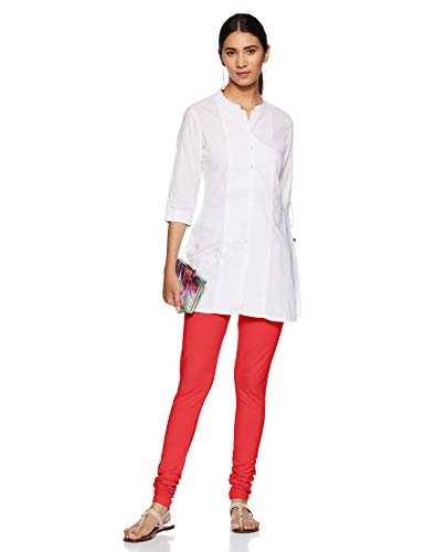 Image of Rupa Softline 4D Cotton Stretch Comfort Churidar Leggings for Women,All-Purpose Fashion for Western, Ethnic, Sporty, and Casual Wear - Full-Length, Solid Color, Pack of 1 Red