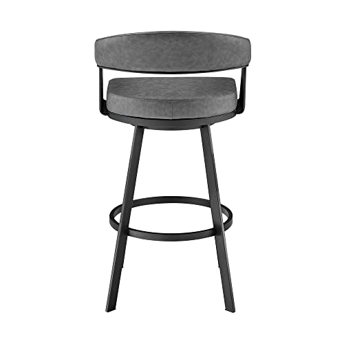 Armen Living LCCSBAMBVG30 Chelsea 29 Inch Bar Height Swivel Bar Stool In Black Finish And Gray Faux Leather thumb #6