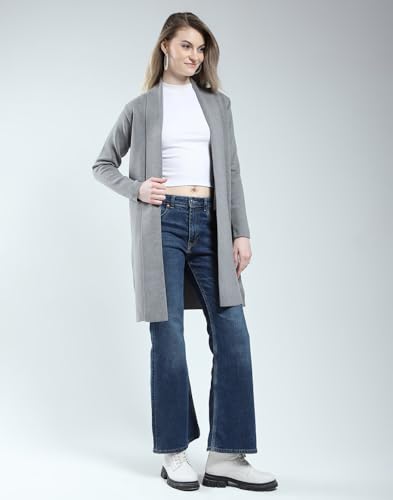 Image of Monte Carlo Womens Regular Fit Full Sleeve Front Open Solid Winter Cardigan (Pack of 1)