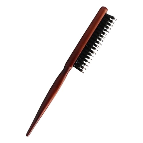 毛付きヘアブラシ - スムージングスタイリングヘアブラシ、細くて細い髪用の柔らかい天然毛ブラシ、女性と男性用の人間工学に基づいた毛ヘアブラシイルコントロールの利便性:頭皮の油分をスムーズに分散さ
