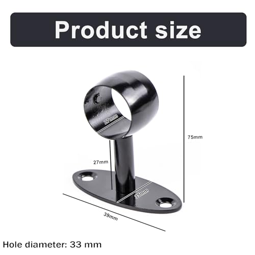 Handlaufhalter Handlauf Halterung, Edelstahl Handlaufträger Schwarz Sprühlack für Innen- und Außen Wandbefestigungen, Rundrohr Ø 33mm, Widerstandsfähig und Robust, 2 Stück