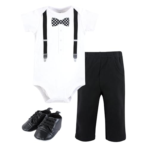 Image of Hudson Baby Unisex Baby Cotton Bodysuit, Pant and Shoe Set