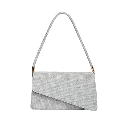 XFSRG Pochette Donna Elegante in Poliestere con Tracolla Moda Versatile per Ogni Occasione (Argento)