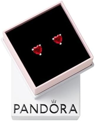 PANDORA Red Heart Stud Earrings - Gift for Her - Sterling Silver ...