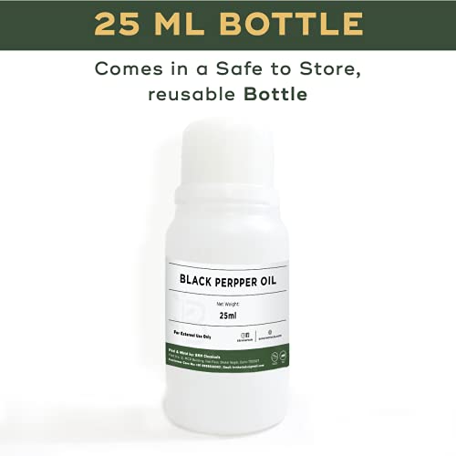 Image of Black Pepper Essential Oil - Therapeutic & Cosmetic Grade - 25 Ml For Aromatherapy, Diffuser, Soap Making, Cosmetic Making, Lotions, Creams, Diy Personal Care For Face, Hair, Skin & Body