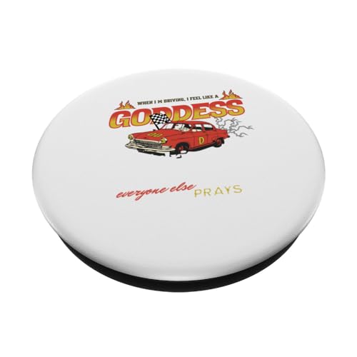 When Driving I Feel Like a Goddess Driving PopSockets Swappable PopGrip, Black - Image 2