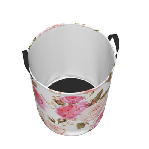 Panier à linge haut fleuri rose pour ranger les couvertures encombrantes