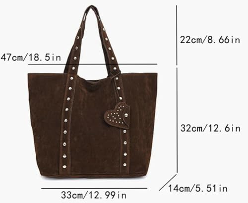 Pocadri Frosted Vegan Leather Shoulder Bags Women Large Hobo Tote Handbag Retro Rivet Underarm Purse Top Handle Work4