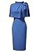 AISIZE Women's Vintage 1940s Half Collar Batwing Cape Party Pencil Dress (Medium, Blue)