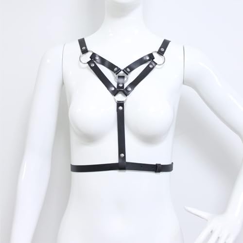 BDSMJOY Sm Geschirr Damen sexy Brust Fesselgurt Harness Erotik Gothic Punk Dessous Accessories verstellbar Gürte Fetisch Leder Strappy Clubwear
