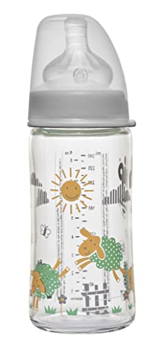 nip – Weithalsflasche Glas | 240ml | Babyflasche mit weichem...