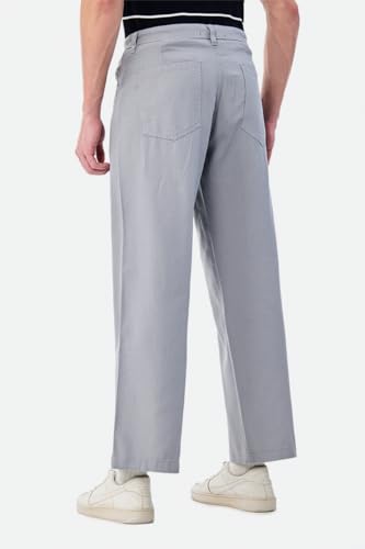 Image of SNITCH Men Casual Wear Trousers| Regular Fit Mid Rise Solid Wide-Leg Pants | 100% Linen Breathable & Lightweight Fabric for Summer, Office & Outings