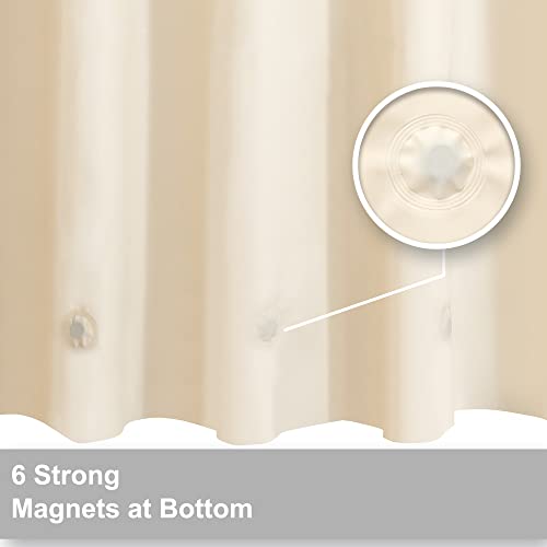 Image of Barossa Design Beige Shower Curtain Liner with 6 Magnets - Waterproof PEVA Shower Liner for Bathroom, 72 inch x 72 inch Standard Size, PVC Free, Metal Grommets - Beige, 72x72