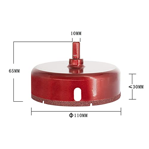 Meccion Diamond Drill Bit Brazed Core Hole Saws, Performance Hollow Hole Cutter for Glass/Tile/Granite/Marble/Porcelain (110mm) - Image 2