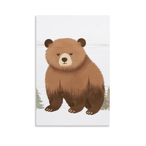 Toile murale ours deco 60x90 poster suspendre salon chambre salle de bain