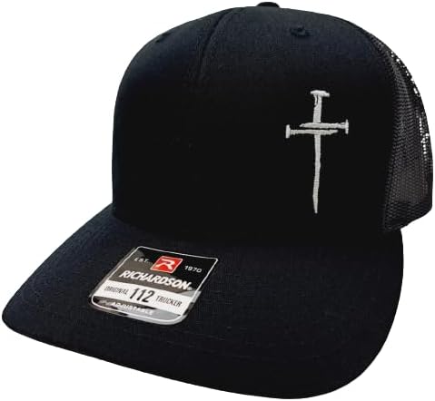Christian Religous 3 Nails Jesus Christ Hat Cap Richardson 112 Trucker Mesh Snapback Embroidered Black