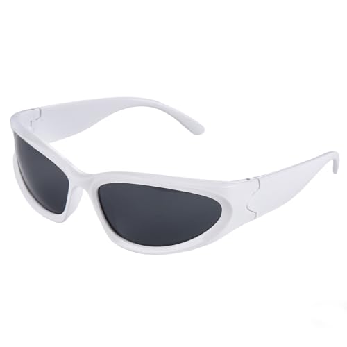 Gvhntk Y2K Wrap Around Sunglasses for Women Men Street Oval Fashion Sport Trendy Shades Sun Glasses