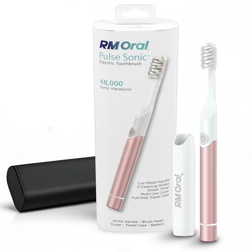 Brosse à dents alimentée par vibrations soniques RM Oral Pulse avec manche en métal et étui