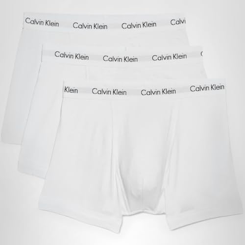 Calvin Klein Herren 3er Pack Boxershorts Trunks Unterwäsche, Weiß (White), M