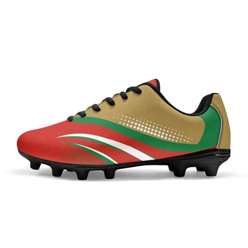 Psesaysky Portugal Print Soccer Cleats Men's and Women's Lightweight Football Shoes Outdoor Rugby Boots, Breathable Training Athletic Sneakers for Outdoor/Indoor US Size 6-12