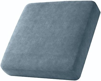 qiden Velvet Stretch Couch Cushion Covers L Shape Separate Cushion Couch Chaise Cover Elastic Furniture Protector for Both Left/Right Sectional Couch-Stone Blue-3 Single Seat