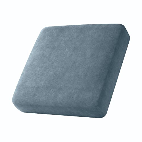 Qiden Velvet Stretch Couch Cushion Covers L Shape Separate Cushion Couch Chaise Cover Elastic Furniture Protector For Both Left/Right Sectional Couch-Stone Blue-3 Single Seat #TOP1