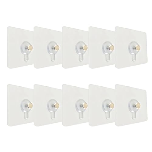 Image of 10Pcs Transparent Acrylic Traceless Picture Hooks Non-Trace Wall Hooks for Hanging Frames Photos Keys Clothes Easy to Use on Hard Walls 2.75 * 2.75 * 0.23in