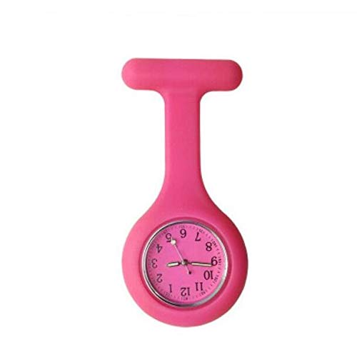 Minyine Silicone Doctor Medical Brooch Fob Watch Portable Nurse Pocket Watch-Dark Pink