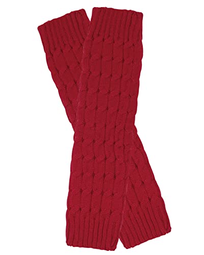 Wrapables Women's Cable Knit Leg Warmers, Cherry Red