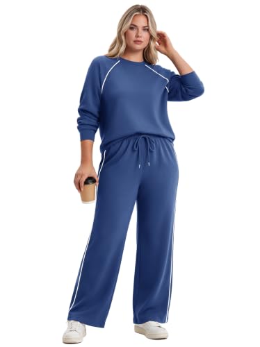 Ekoauer Lounge Sets for Women 2 Piece Matching Outfits Blue Small - image 4
