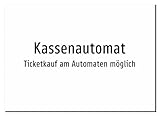 Kassenautomat - Ticketkauf am Automaten möglich – Aufkleber A5: 210x148mm – Ohne Grafik, nur Text
