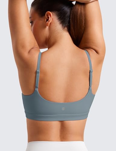 Image of CRZ YOGA Butterluxe Scoop Neck Sports Bras | Light Support, Removable Pads, Yoga, Extremely Soft, U Back, Adjustable Spaghetti Straps, for Women