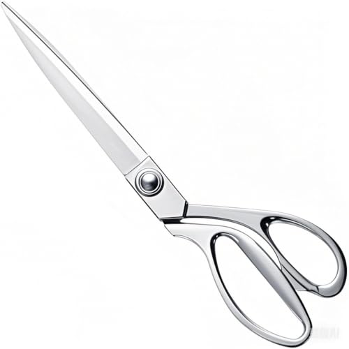 10.5'' Silver Stainless Steel Sharp Tailor Clothing Scissors Barbecue Cut Adjustable Kitchen Scissors Fabric Heavy Duty for Tailoring, Craft, Household and Kitchen