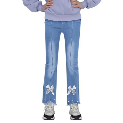 Kids Toddlers Girls Casual Jeans Elastic Waist Denim Wide Leg Pants Toddler Trousers Girls Youth